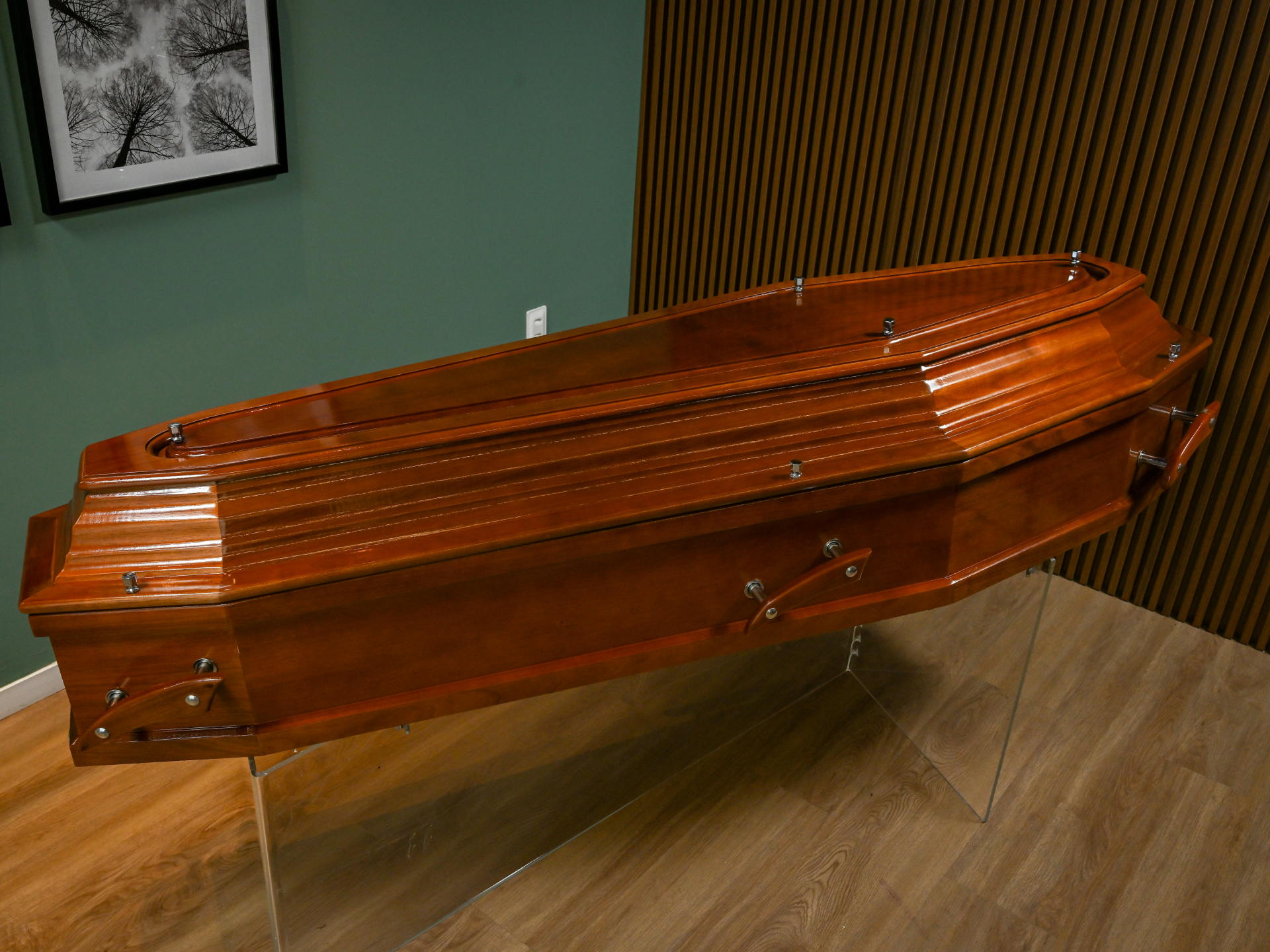 Brown wood coffin