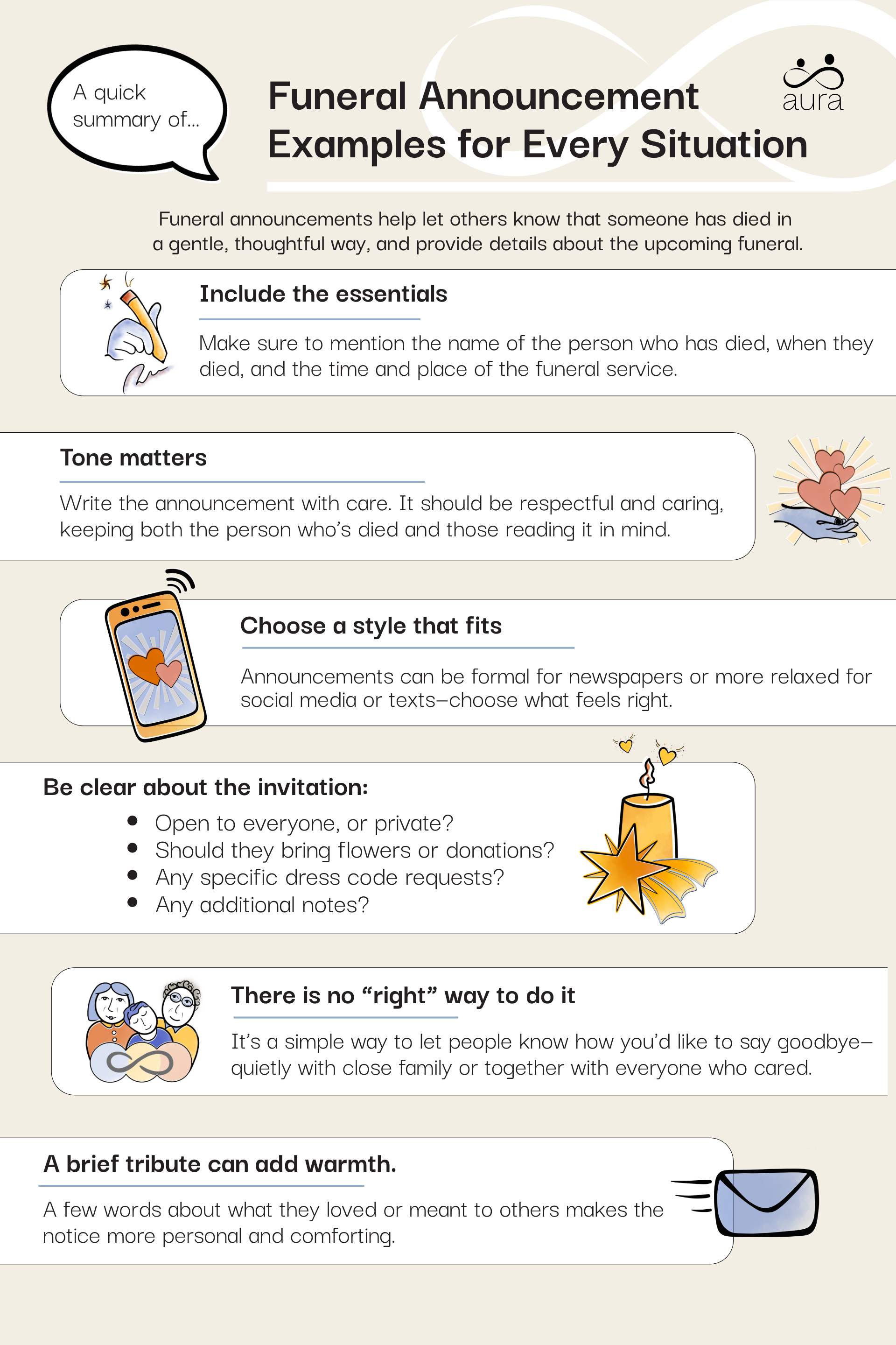 Funeral Intimation Examples Funeral Announcement Examples for Every Situation | Aura Funerals