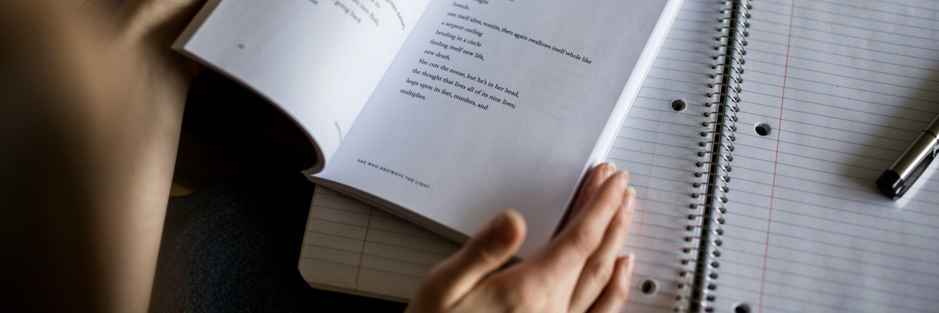 Person reading poetry