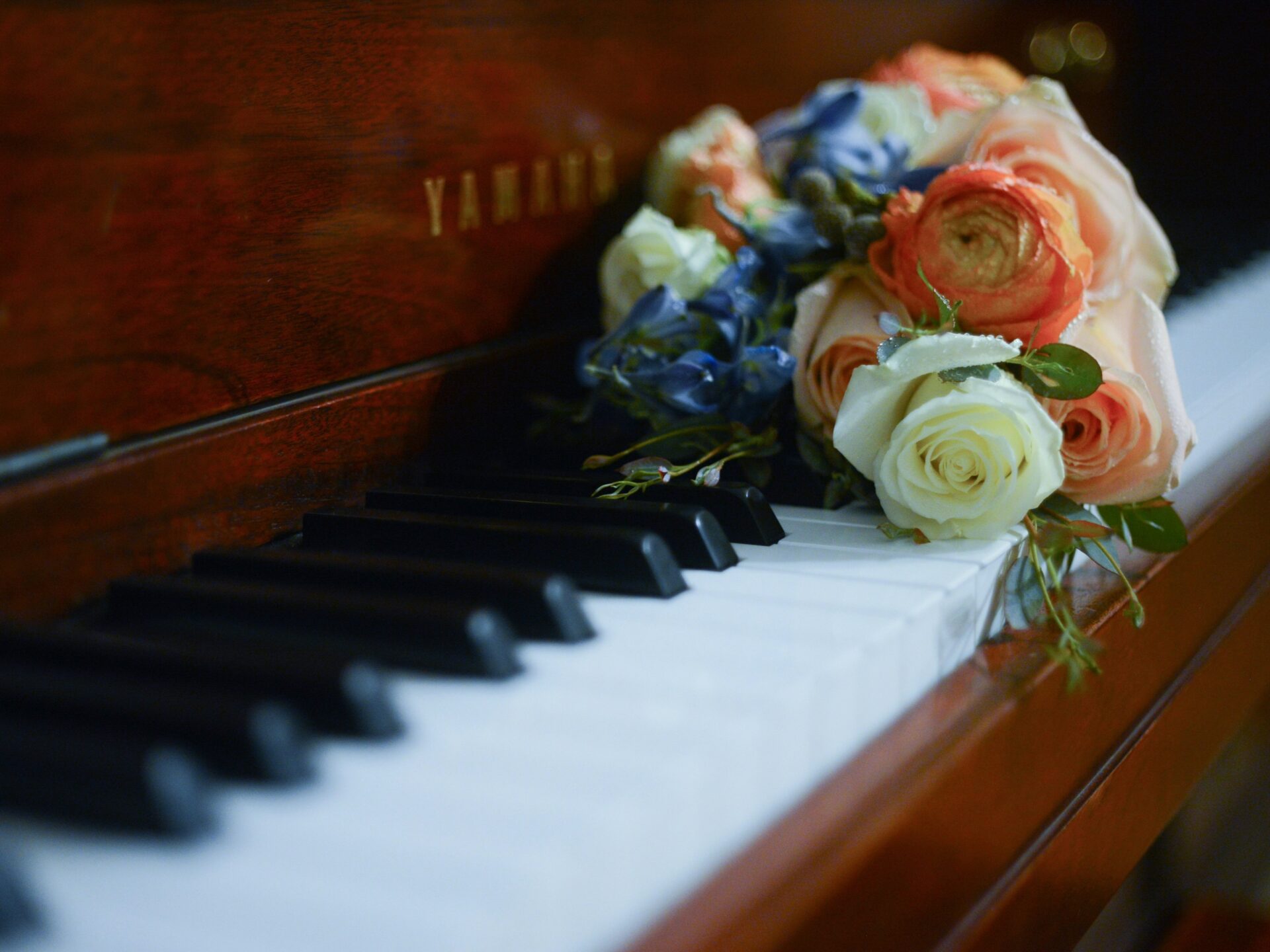Piano with flowers